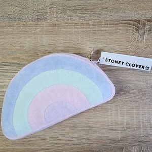 NWT STONEY CLOVER LANE Terry Cloth Pastel Rainbow Zip Pouch Bag